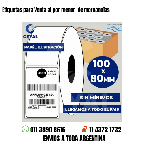 Etiquetas para Venta al por menor  de mercancías