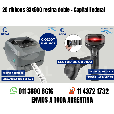 20 ribbons 33x500 resina doble - Capital Federal