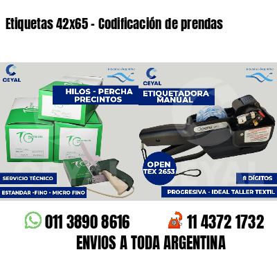 Etiquetas 42x65 - Codificación de prendas