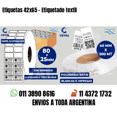 Etiquetas 42x65 - Etiquetado textil