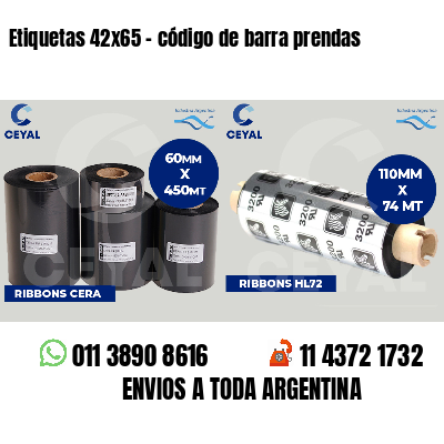 Etiquetas 42x65 - código de barra prendas