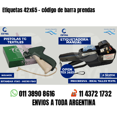 Etiquetas 42x65 - código de barra prendas