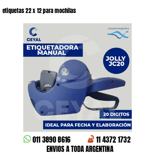 etiquetas 22 x 12 para mochilas 