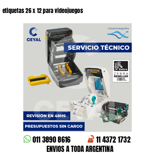 etiquetas 26 x 12 para videojuegos 