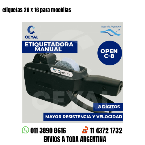 etiquetas 26 x 16 para mochilas 