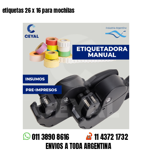 etiquetas 26 x 16 para mochilas 