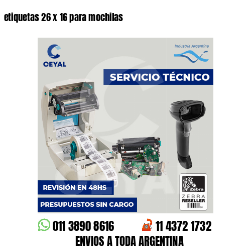 etiquetas 26 x 16 para mochilas 
