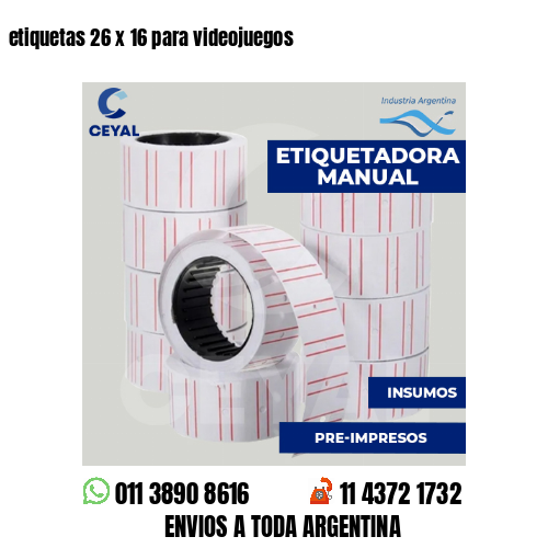 etiquetas 26 x 16 para videojuegos 