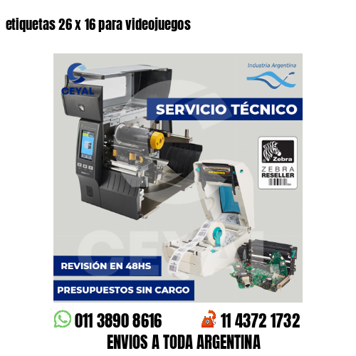 etiquetas 26 x 16 para videojuegos 
