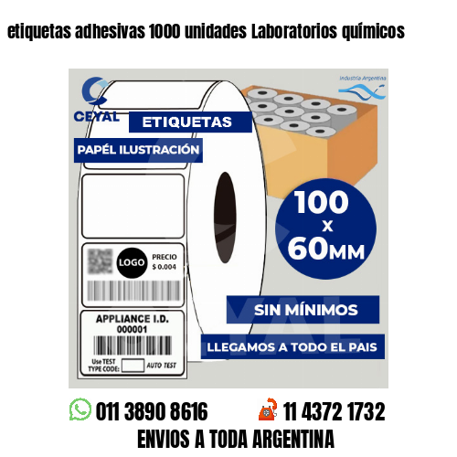 etiquetas adhesivas 1000 unidades Laboratorios químicos