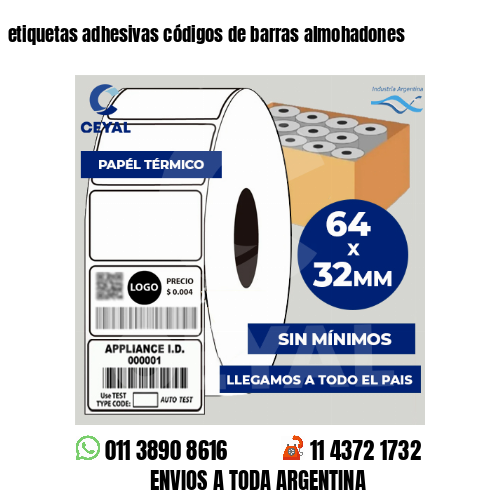 etiquetas adhesivas códigos de barras almohadones