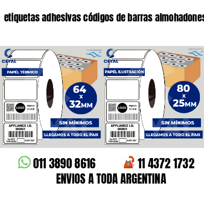 etiquetas adhesivas códigos de barras almohadones