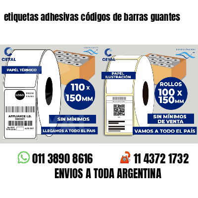 etiquetas adhesivas códigos de barras guantes