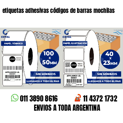 etiquetas adhesivas códigos de barras mochilas
