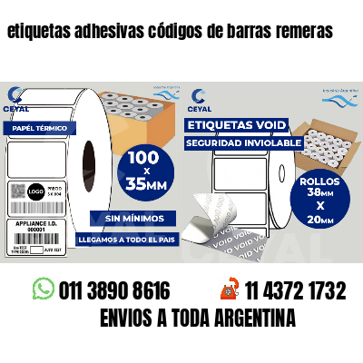 etiquetas adhesivas códigos de barras remeras