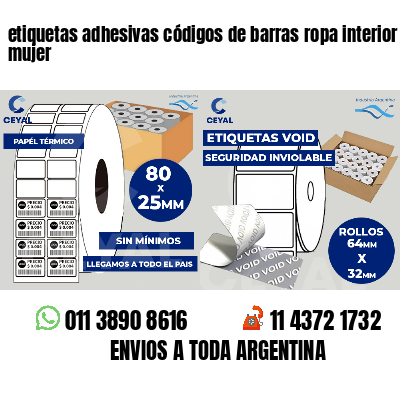etiquetas adhesivas códigos de barras ropa interior mujer