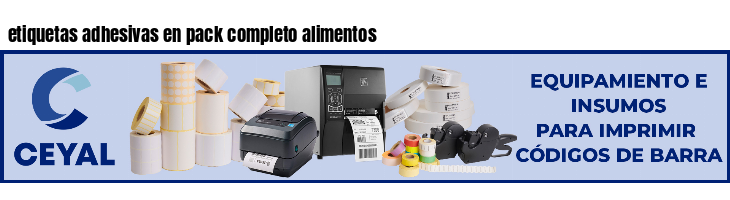 etiquetas adhesivas en pack completo alimentos
