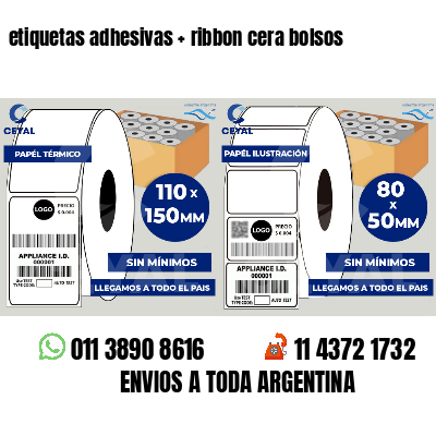 etiquetas adhesivas ribbon cera bolsos