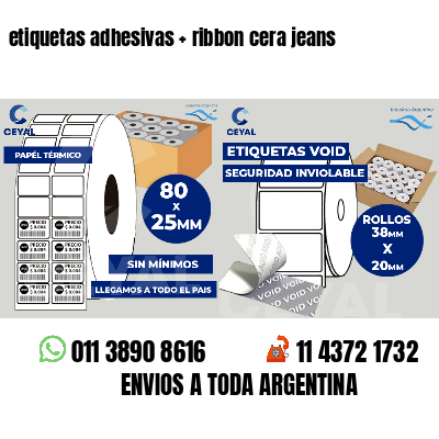 etiquetas adhesivas   ribbon cera jeans