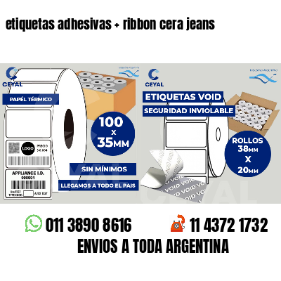 etiquetas adhesivas ribbon cera jeans