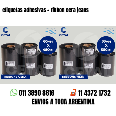 etiquetas adhesivas ribbon cera jeans