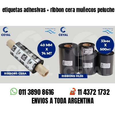 etiquetas adhesivas ribbon cera muñecos peluche