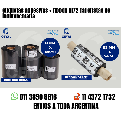 etiquetas adhesivas ribbon hl72 Talleristas de indumnentaria