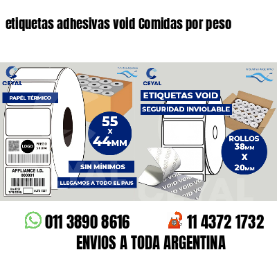 etiquetas adhesivas void Comidas por peso