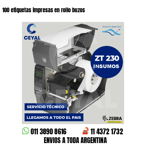 100 etiquetas impresas en rollo buzos