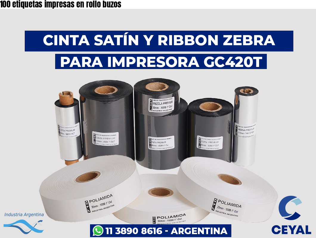 100 etiquetas impresas en rollo buzos
