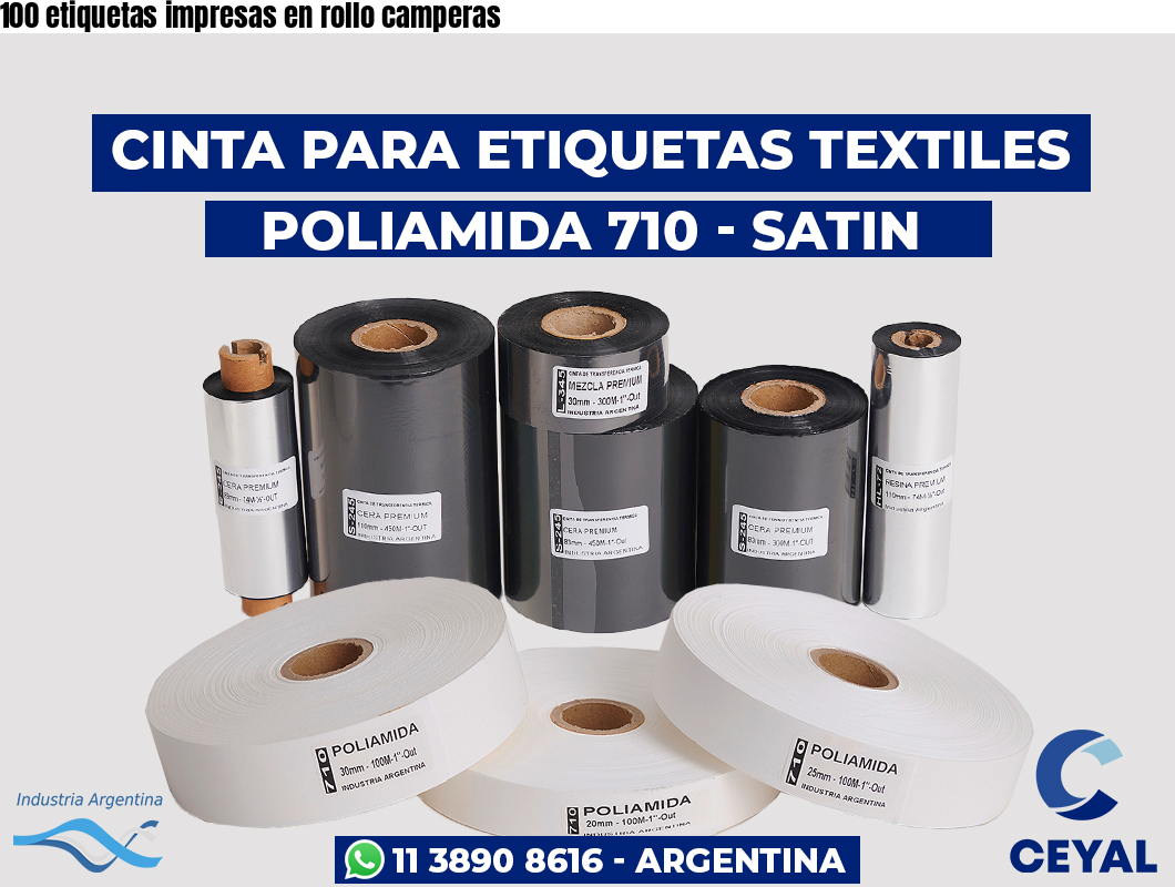 100 etiquetas impresas en rollo camperas