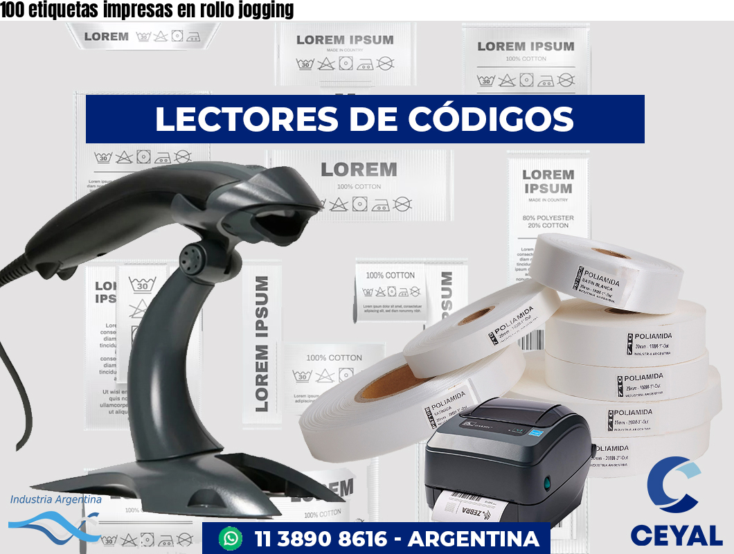 100 etiquetas impresas en rollo jogging
