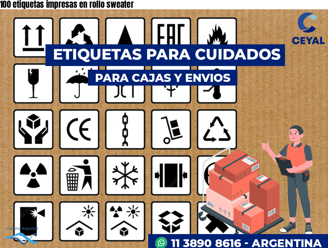 100 etiquetas impresas en rollo sweater