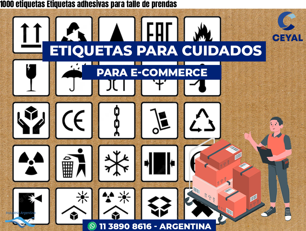1000 etiquetas Etiquetas adhesivas para talle de prendas