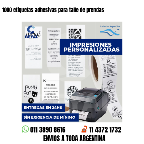 1000 etiquetas adhesivas para talle de prendas