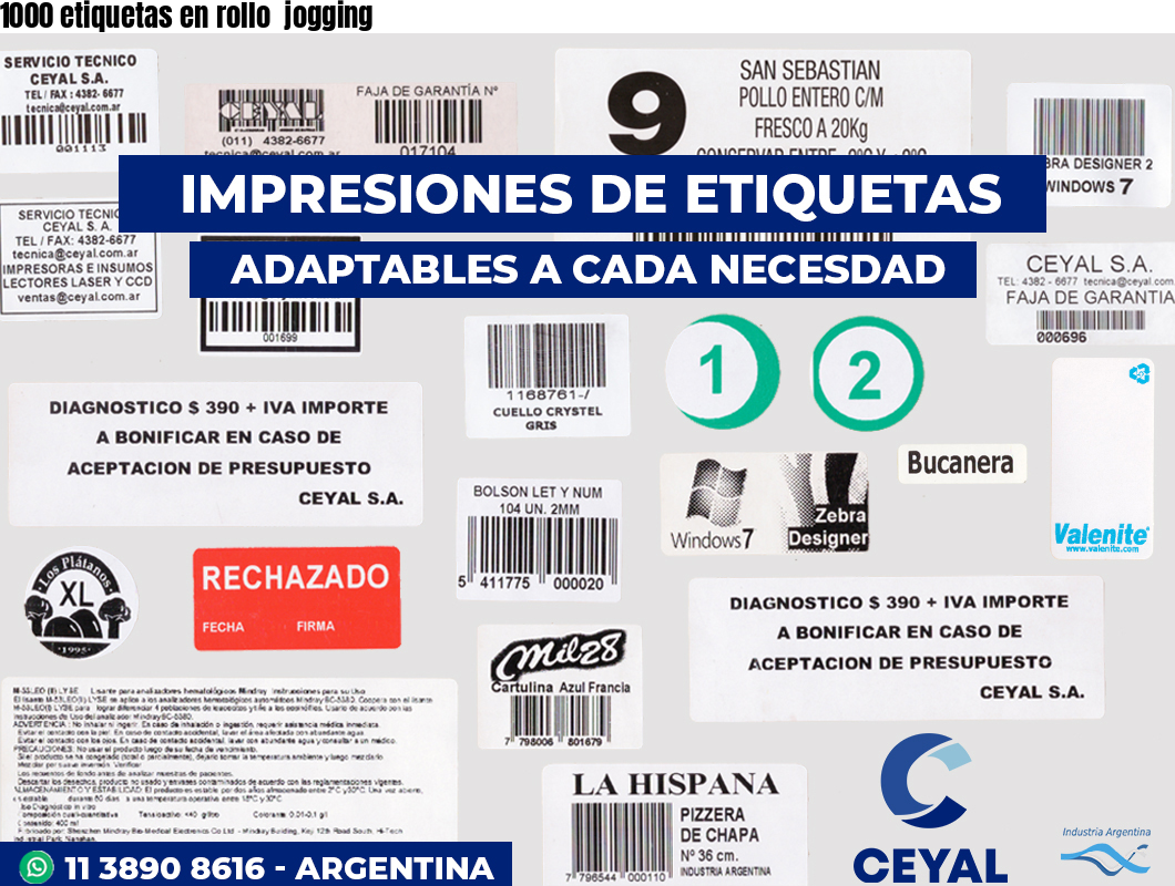 1000 etiquetas en rollo  jogging