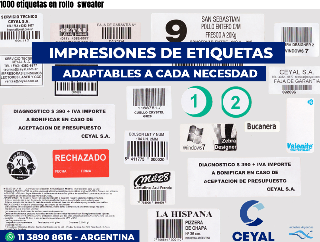 1000 etiquetas en rollo  sweater