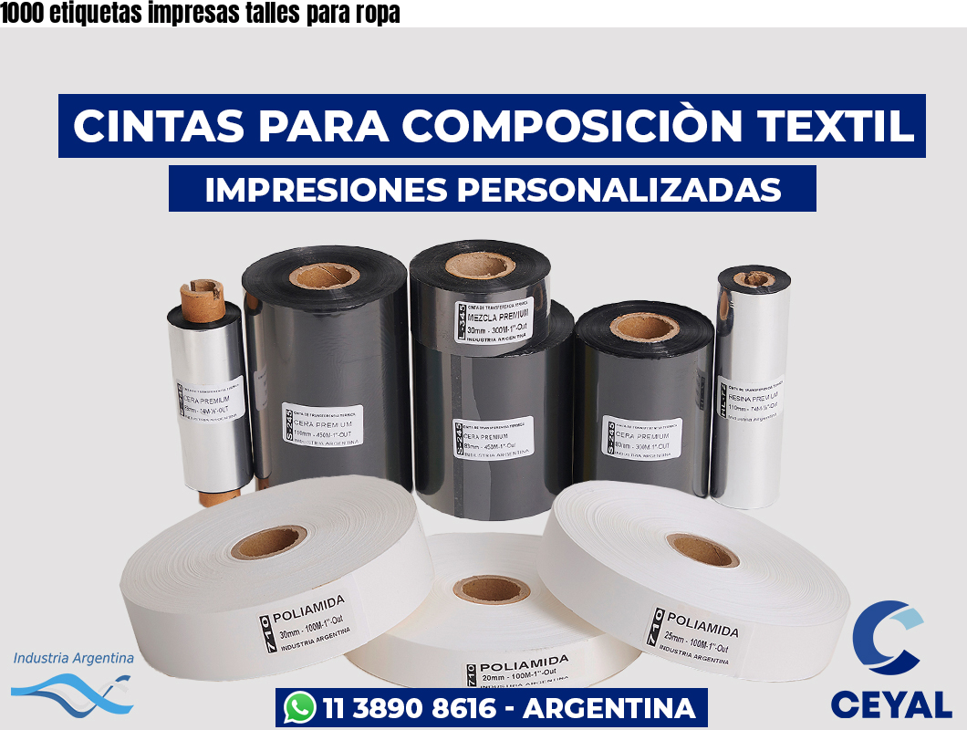1000 etiquetas impresas talles para ropa