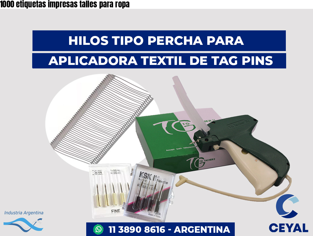 1000 etiquetas impresas talles para ropa