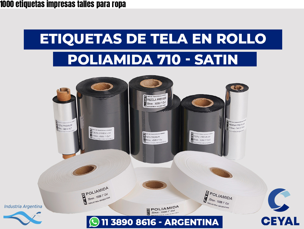 1000 etiquetas impresas talles para ropa