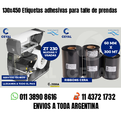 130x450 Etiquetas adhesivas para talle de prendas