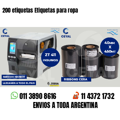 200 etiquetas Etiquetas para ropa