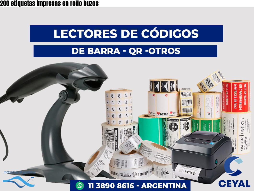 200 etiquetas impresas en rollo buzos
