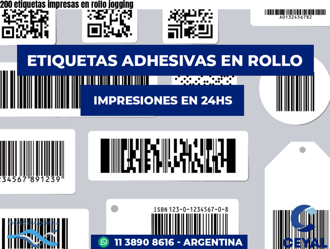 200 etiquetas impresas en rollo jogging