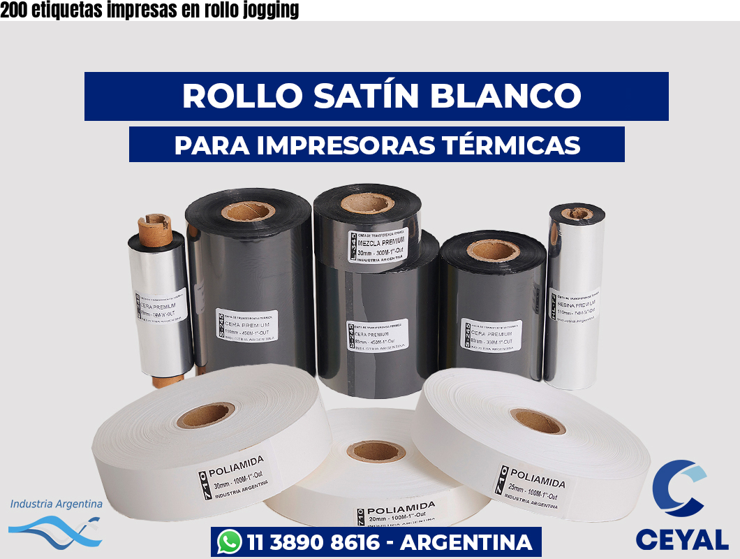 200 etiquetas impresas en rollo jogging
