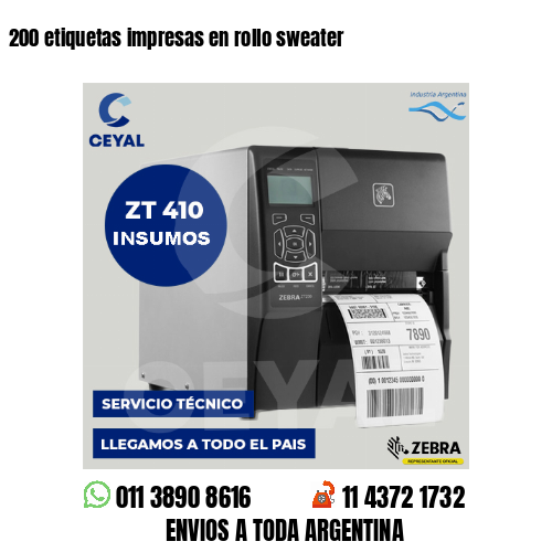 200 etiquetas impresas en rollo sweater