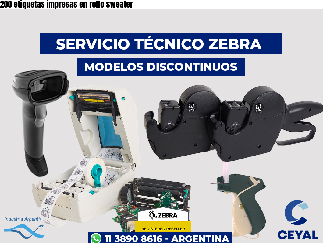 200 etiquetas impresas en rollo sweater