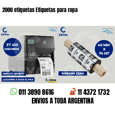 2000 etiquetas Etiquetas para ropa