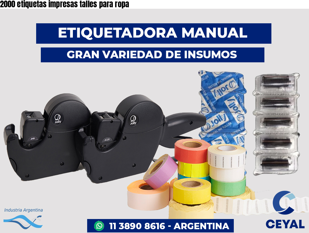 2000 etiquetas impresas talles para ropa