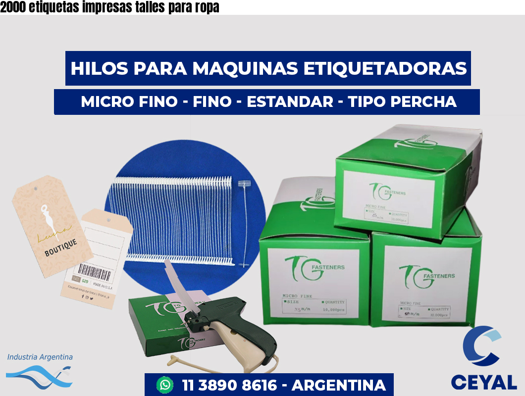 2000 etiquetas impresas talles para ropa